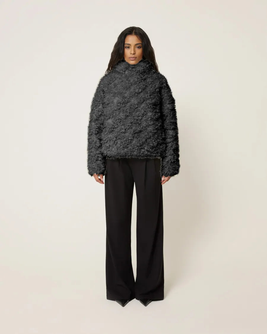 Faux fur pullover