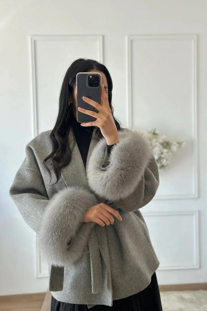 Velour Faux fur coat